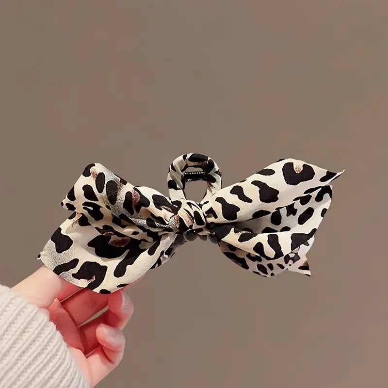 Leopard Bow Claw Clip