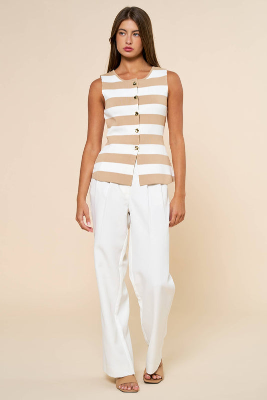 Verona Striped Button Down Vest