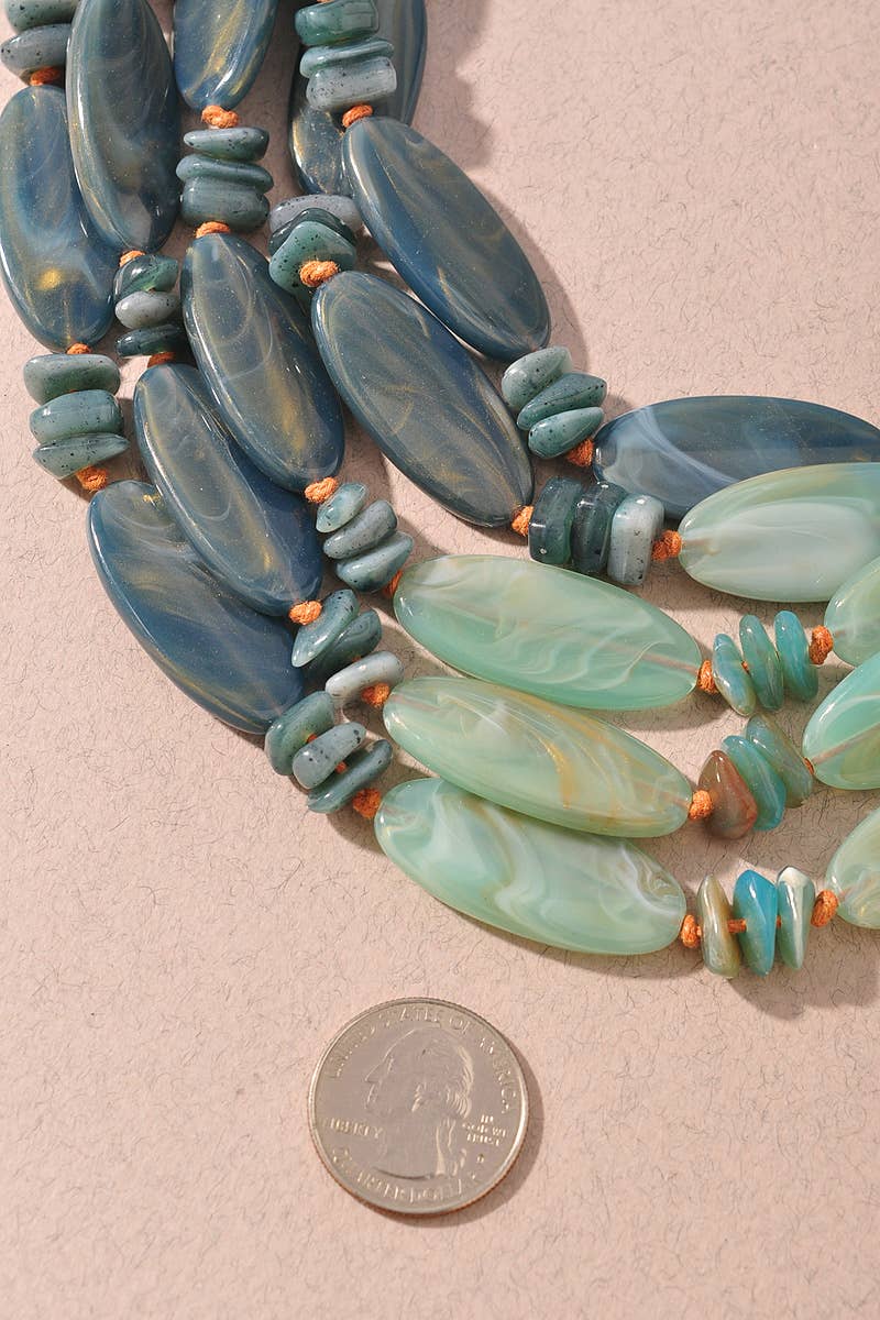 Stone Bead Multi Strand Layered Necklace