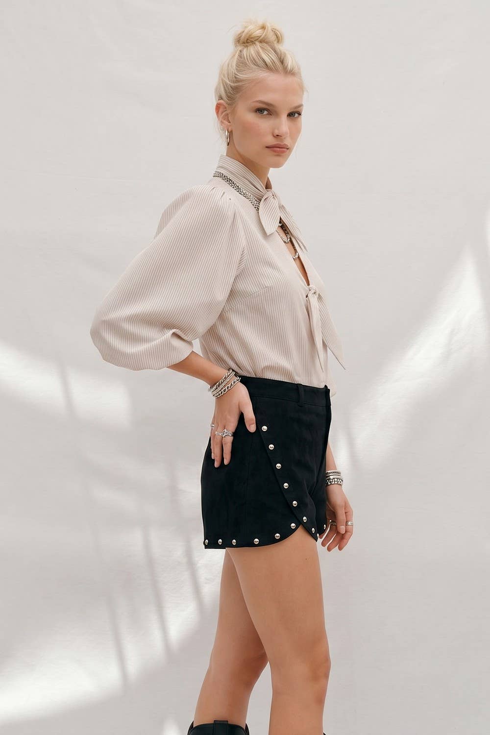 Antonia Striped Bow Blouse