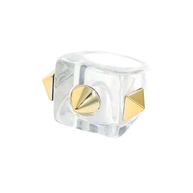 Gold Spikes Clear Transparent Ring