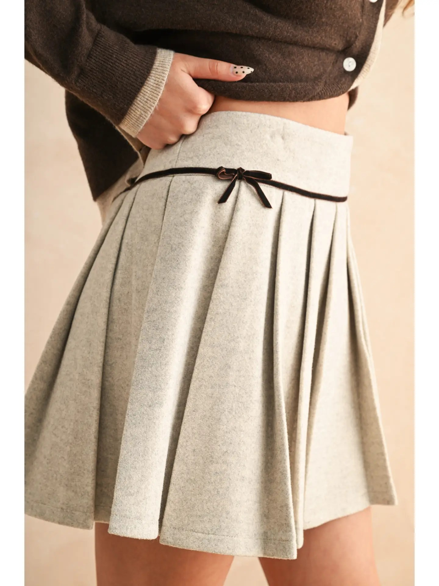 Mischa Accordion Velvet Trim Skirt