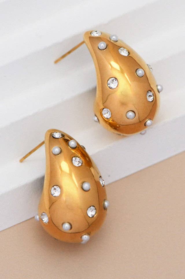 18K Gold PVD Plated Waterproof Stainless Steel Stud Earrings