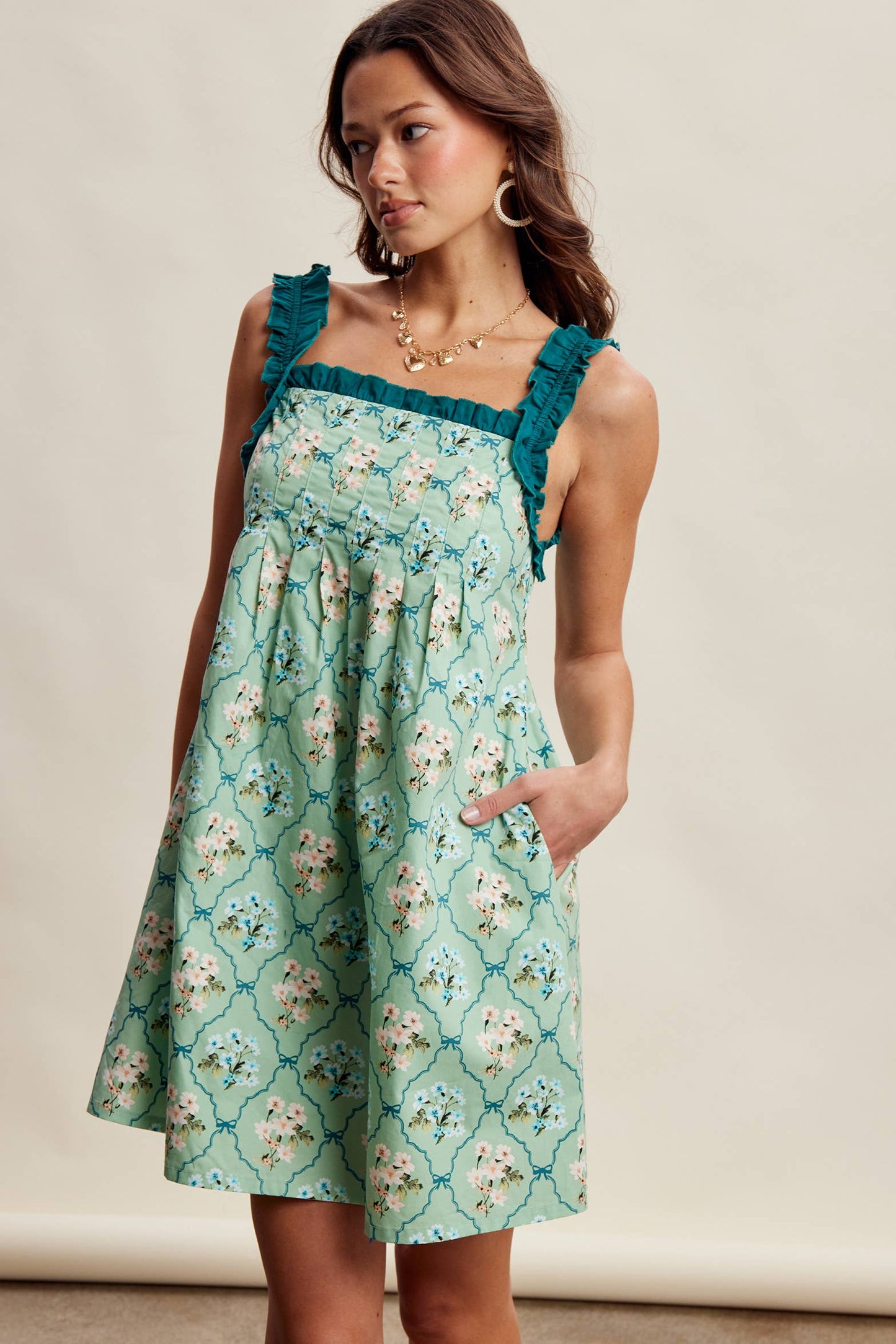 Mika Floral Ruffle Strap Mini Dress