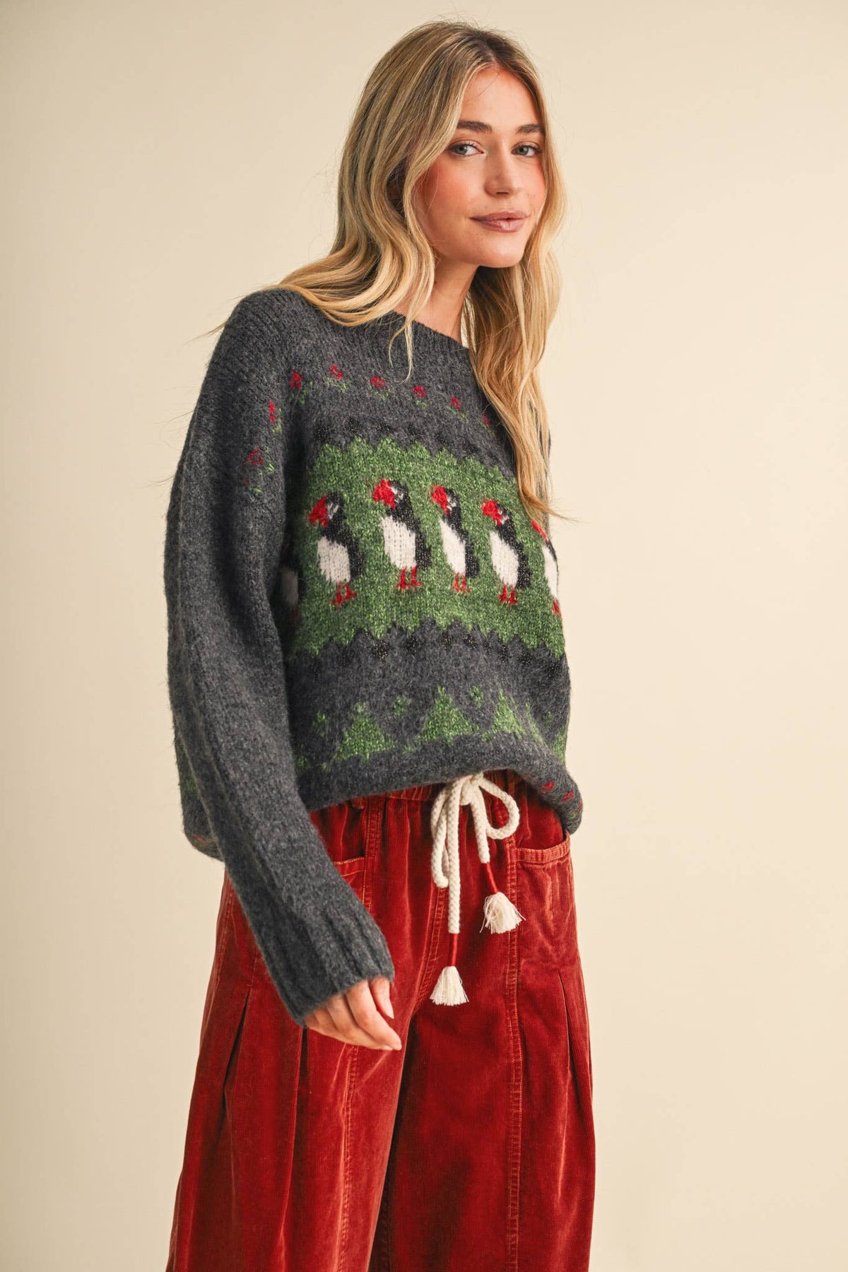 Holiday Puffin Sweater