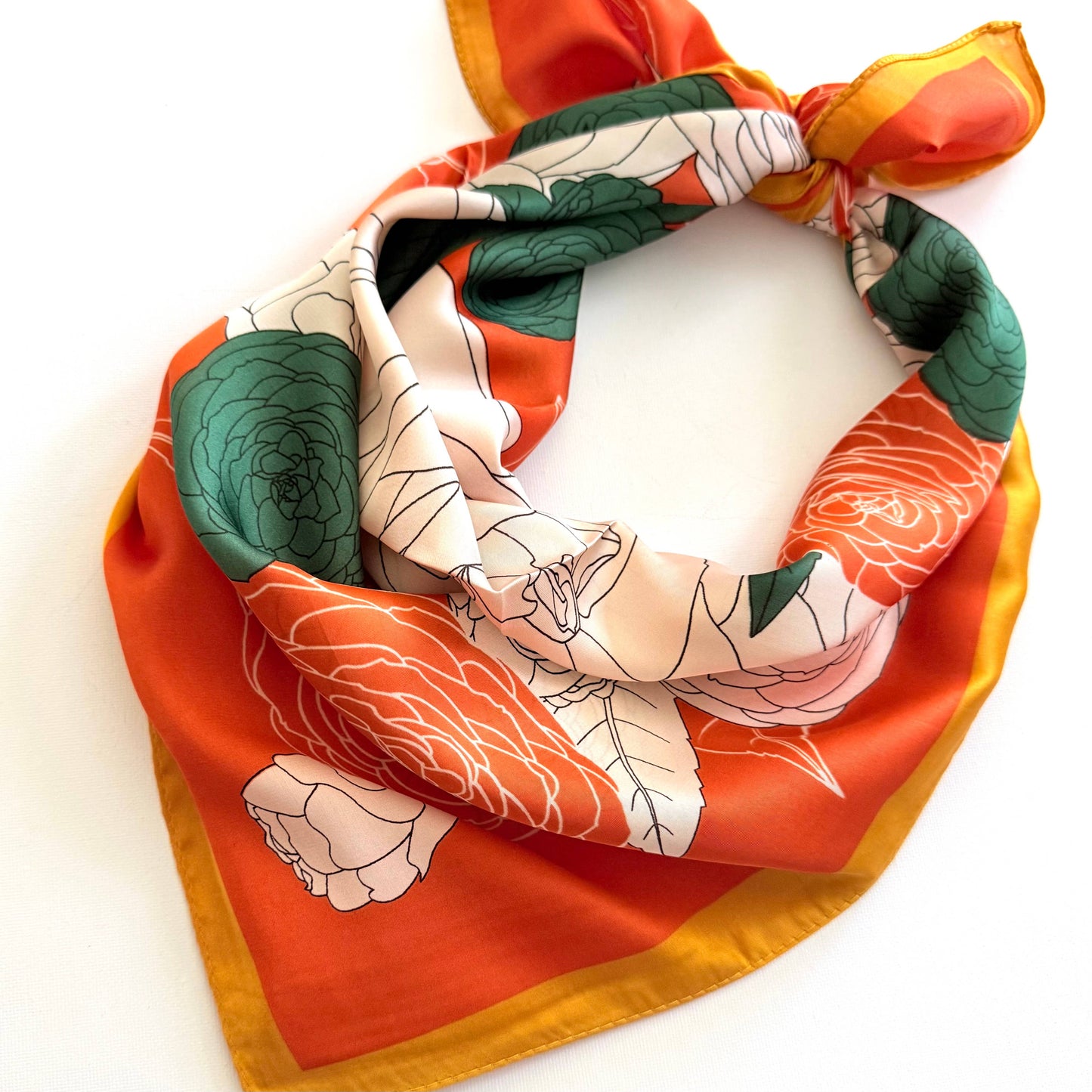 Neck Scarf | Peony Flowers | Orange