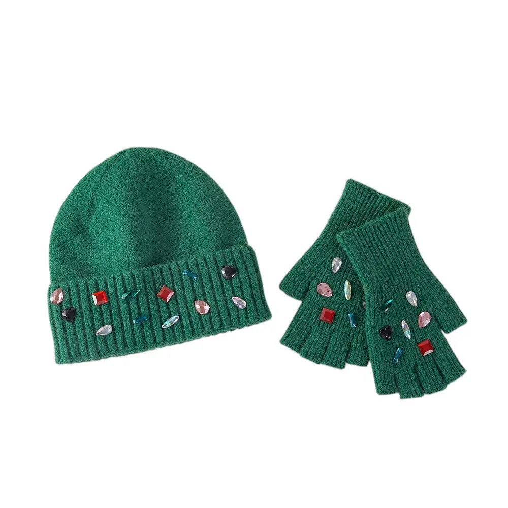 Embellished Beanie & Gloves Set