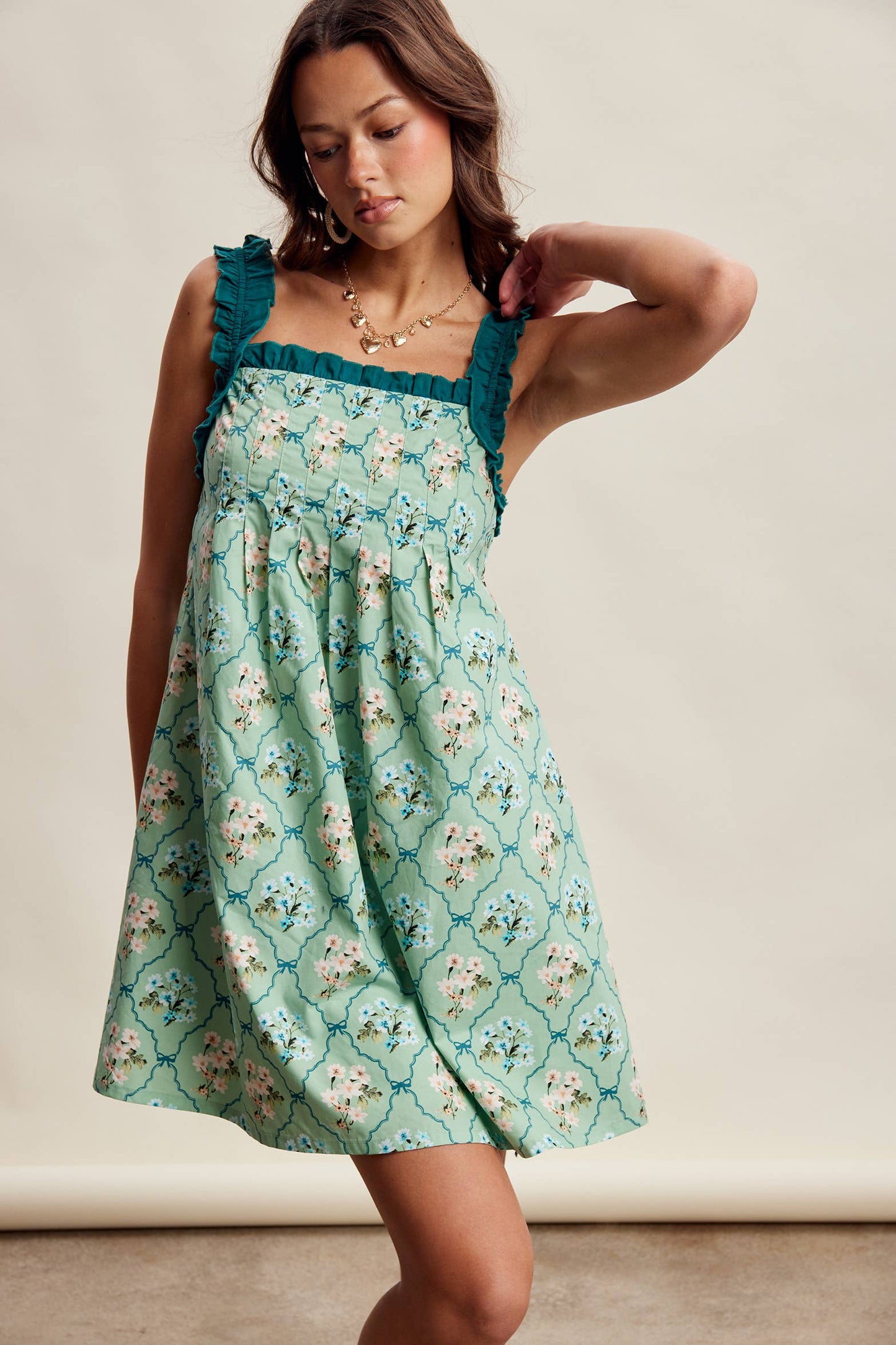 Mika Floral Ruffle Strap Mini Dress