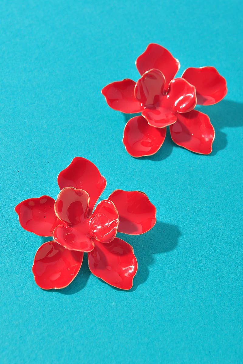 Blooming Enamel Flower Stud Earrings