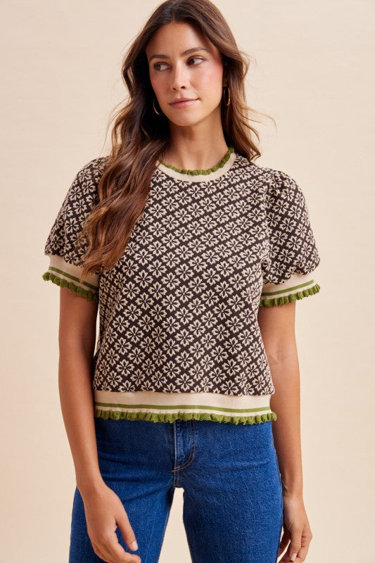 Macon Floral Jacquard Knit Top