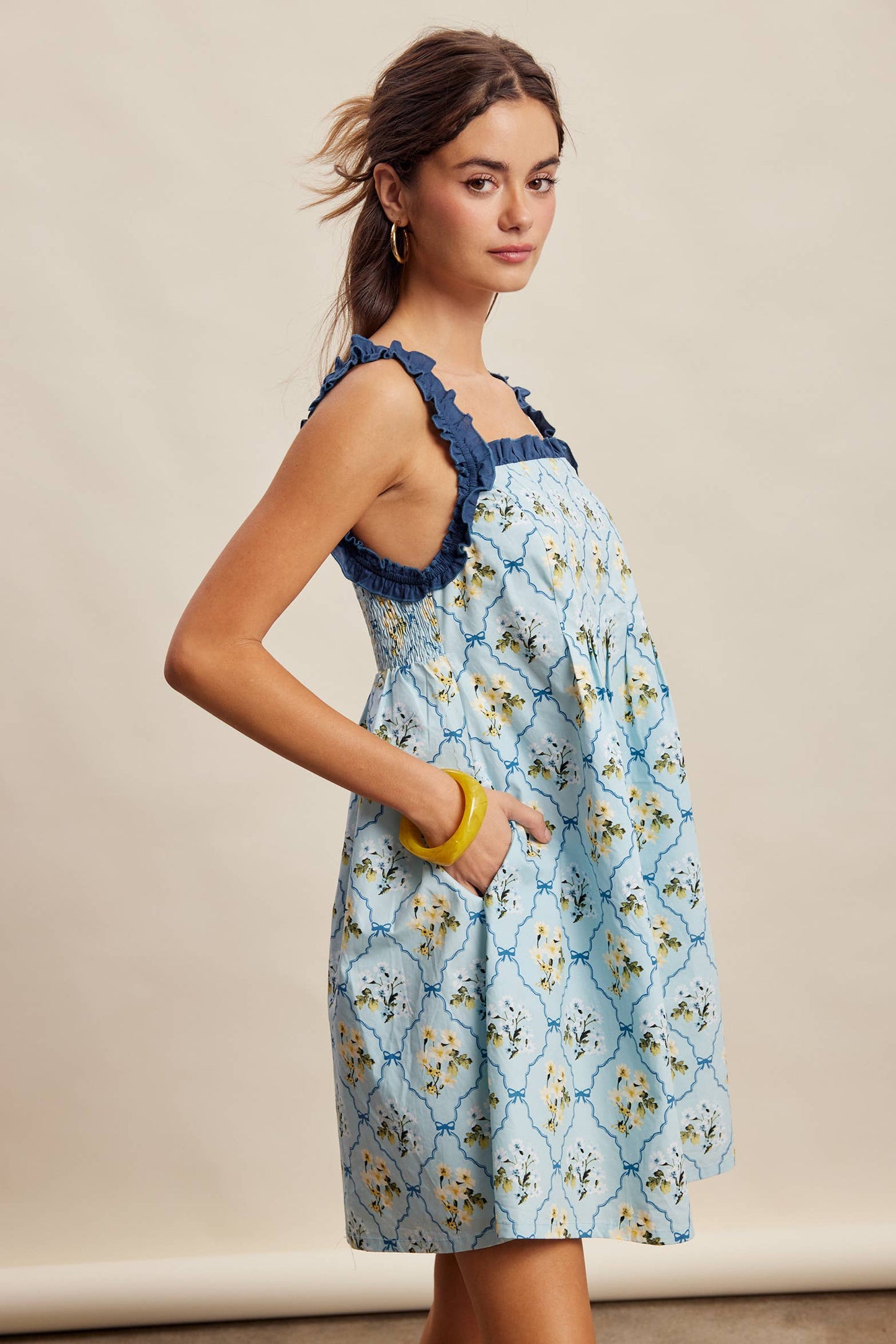 Mika Floral Ruffle Strap Mini Dress