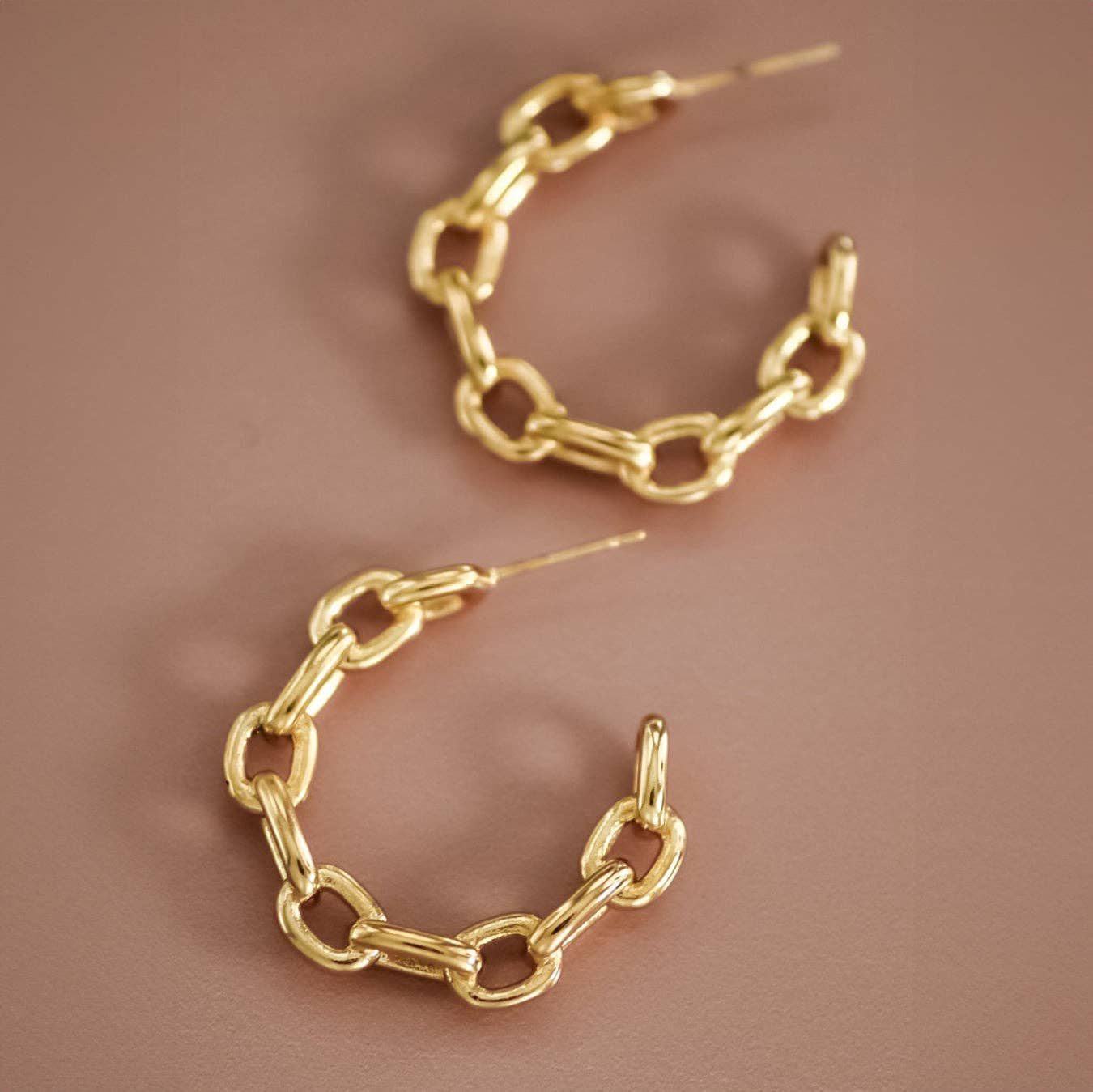 18K Chain Hoop Earrings
