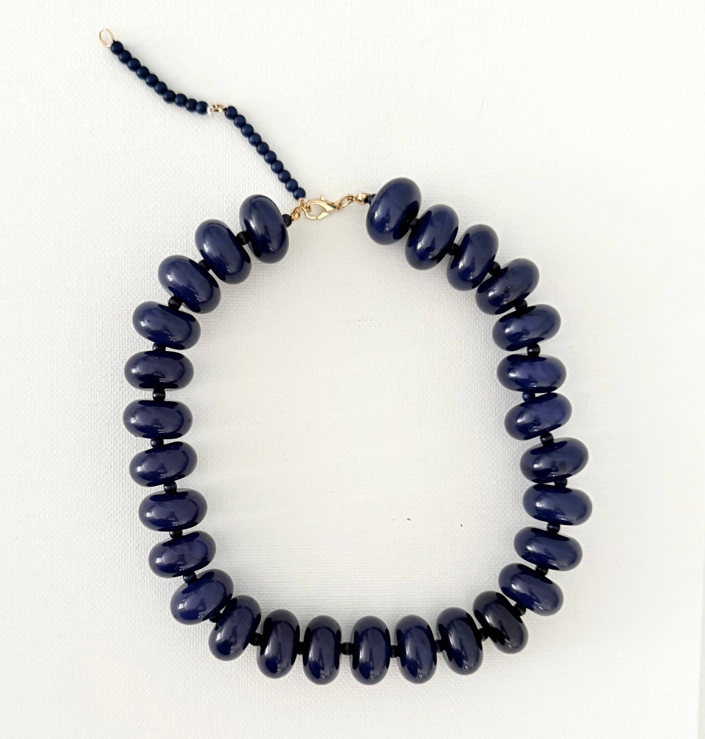 Oversized Rondelle Beaded Necklace Navy