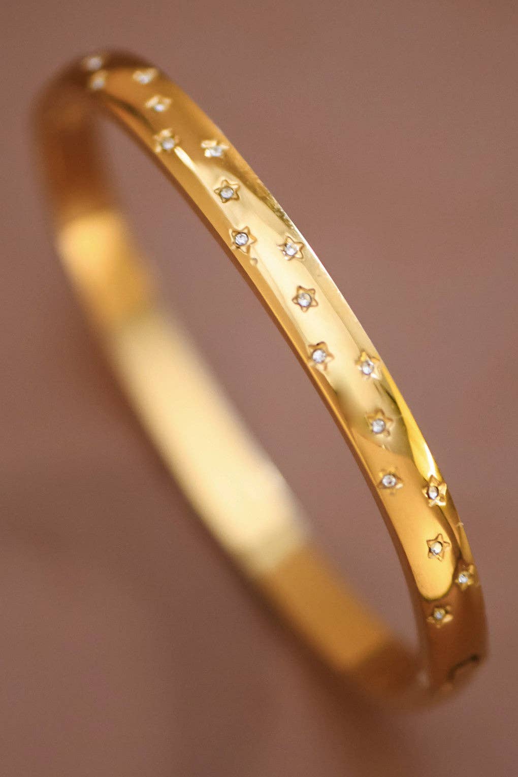 18K Gold Plated Rhinestone Dot Bangle
