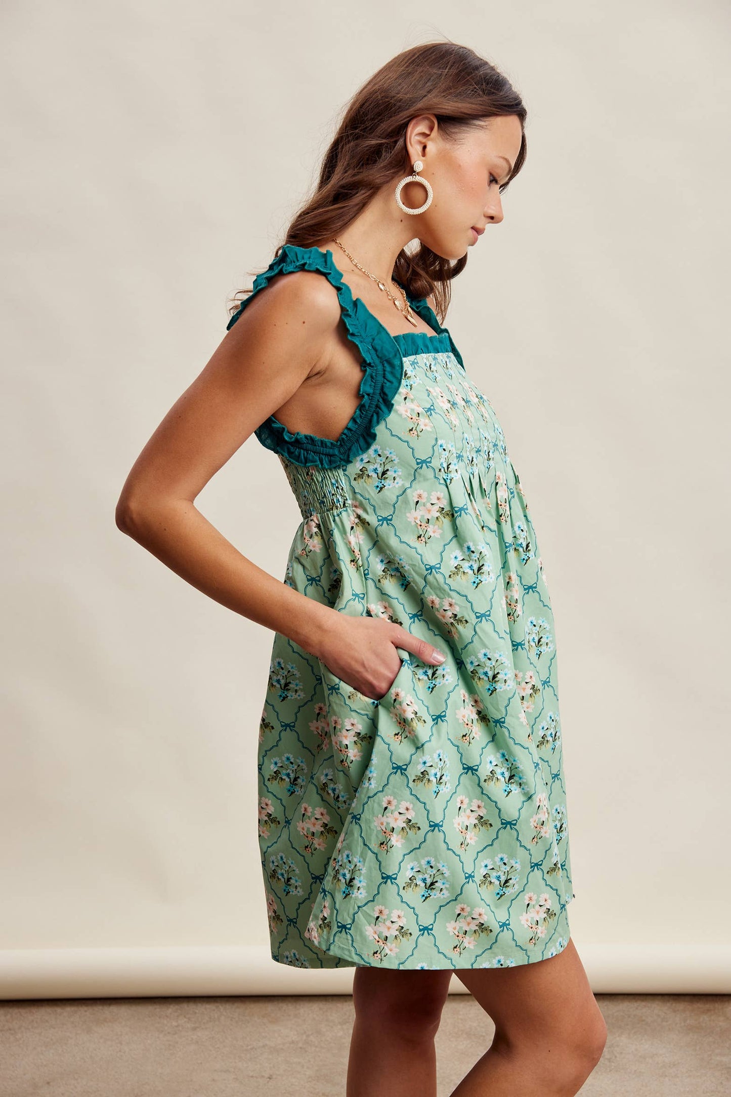 Mika Floral Ruffle Strap Mini Dress