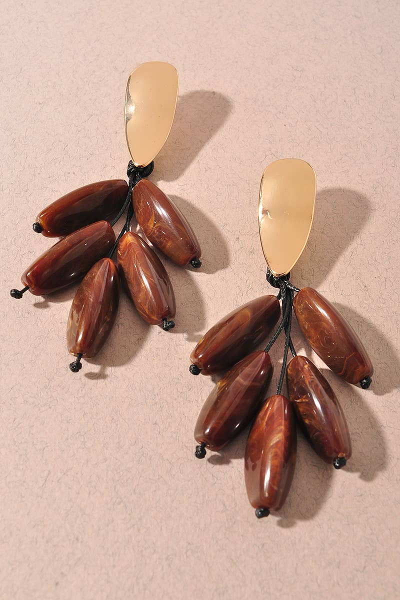 Resin Bead Cluster Dangle Earrings