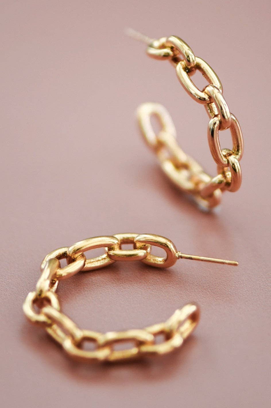 18K Chain Hoop Earrings