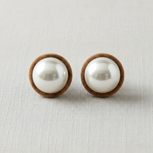 Geometric Flocked Pearl Stud Earrings