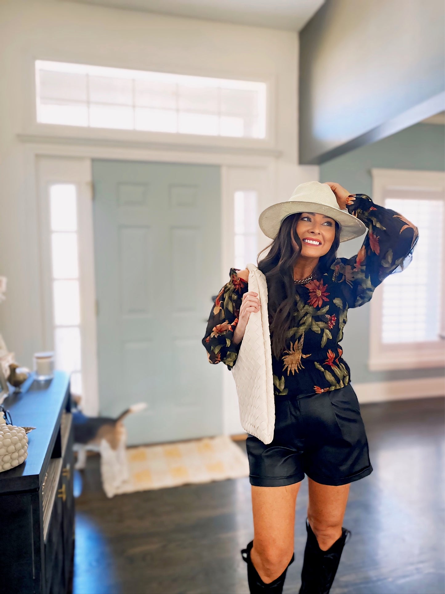 Downton Black Floral Off The Shoulder Top