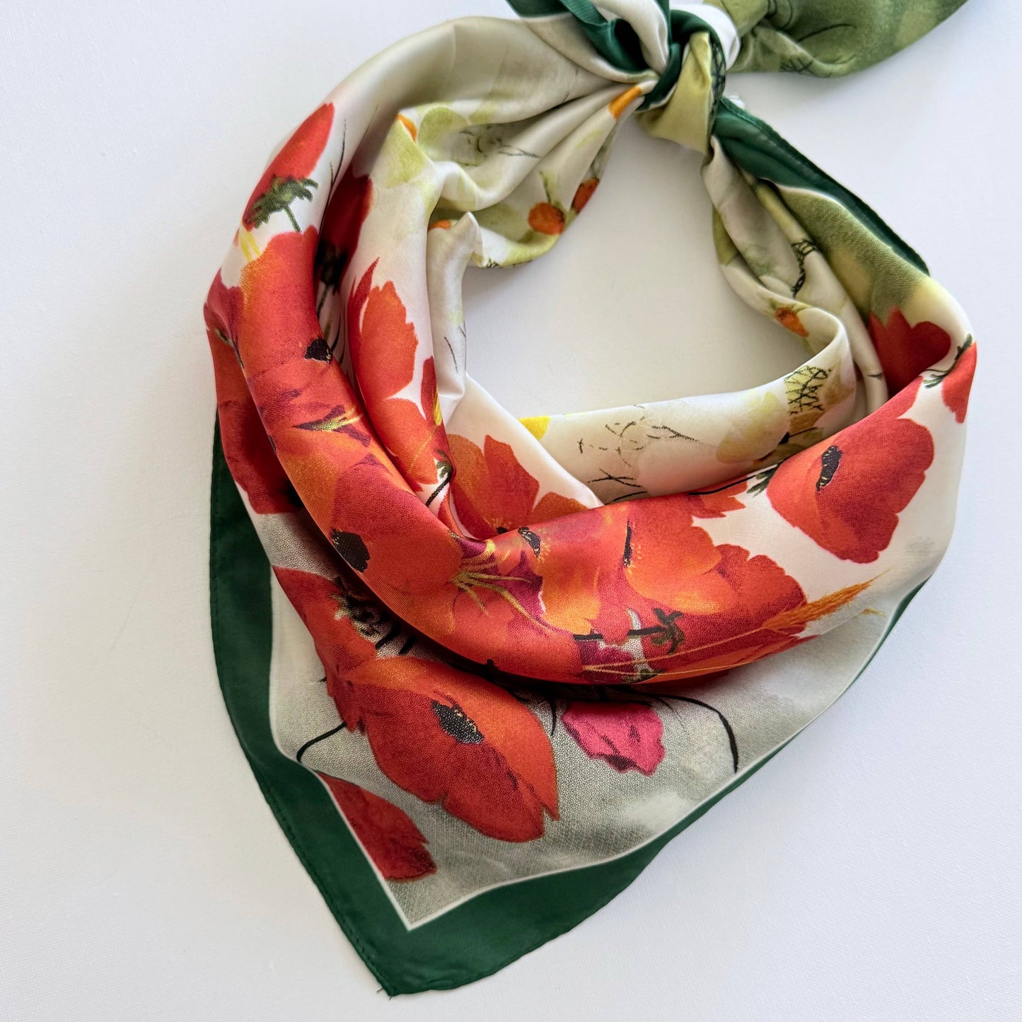 Poppy and Garden Flower Print Bandana Scarf