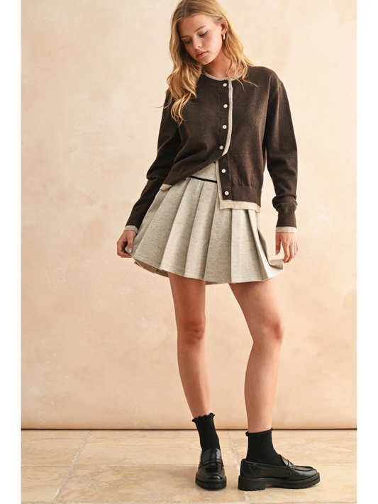 Mischa Accordion Velvet Trim Skirt