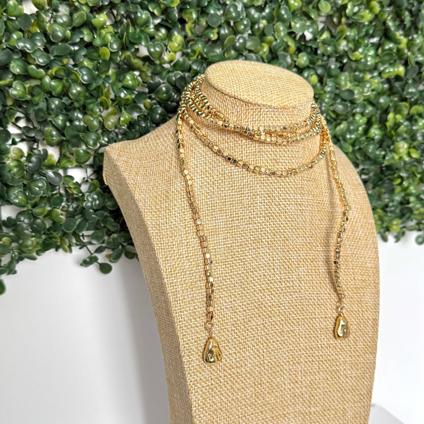 Gold Wrap Around Lariat Necklace