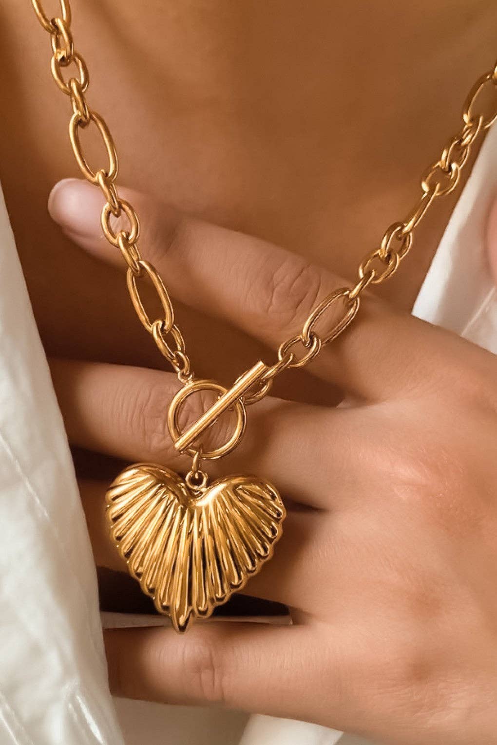 18K Gold Plated Heart Chain Necklace