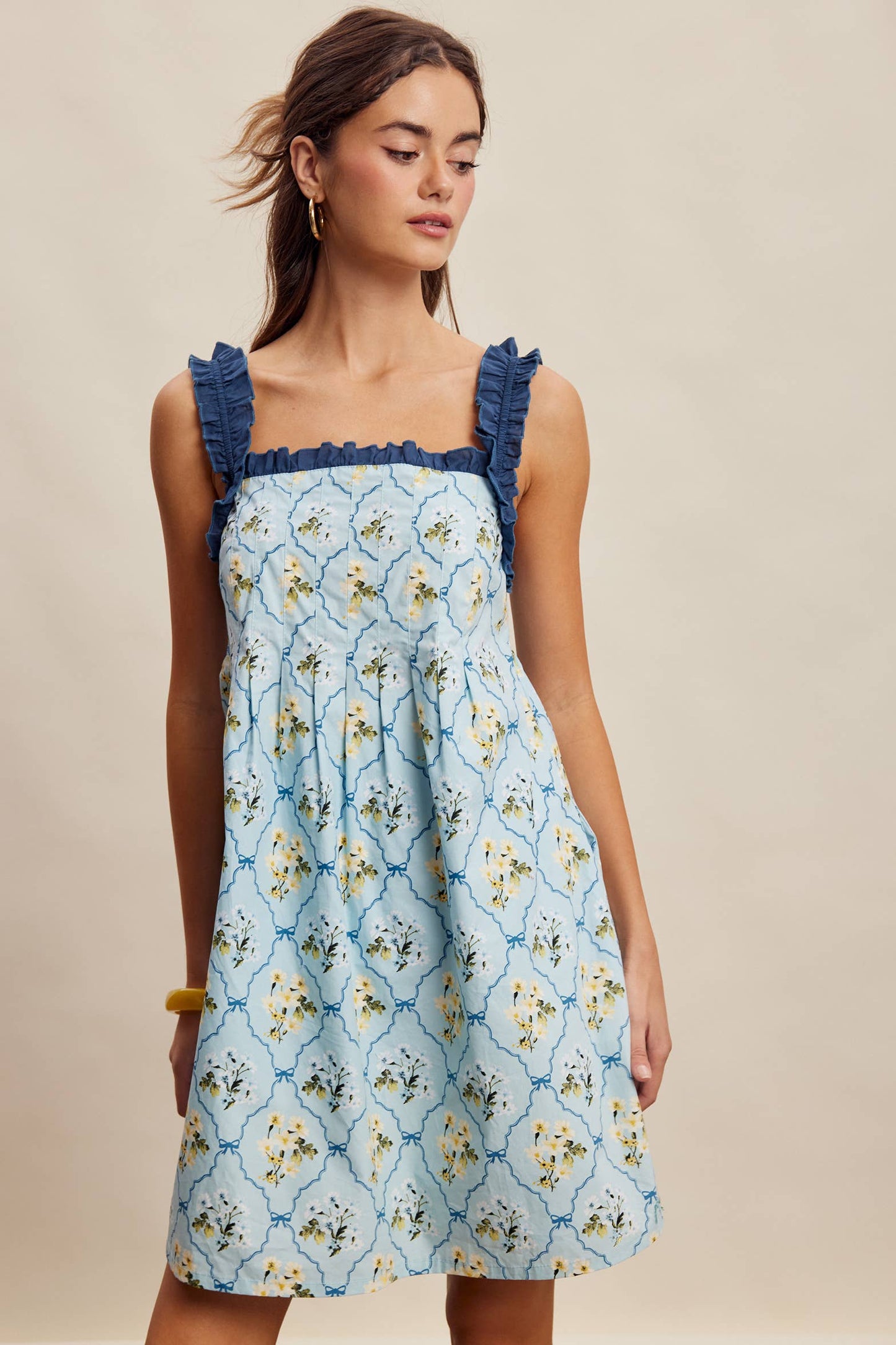 Mika Floral Ruffle Strap Mini Dress