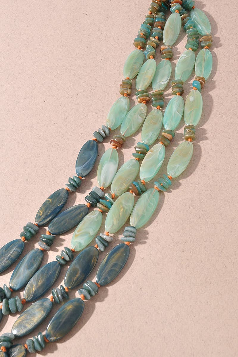 Stone Bead Multi Strand Layered Necklace