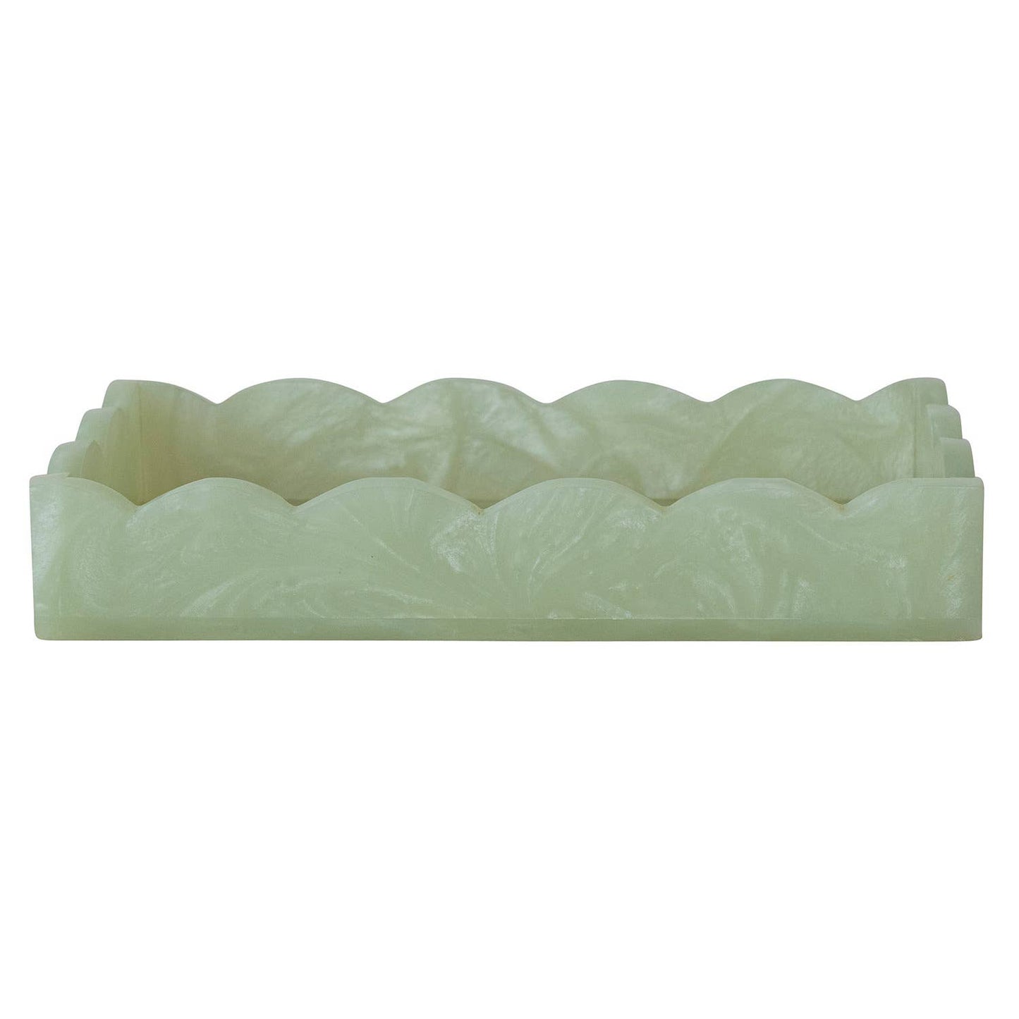 Handmade Resin Scalloped Tray, Chartreuse