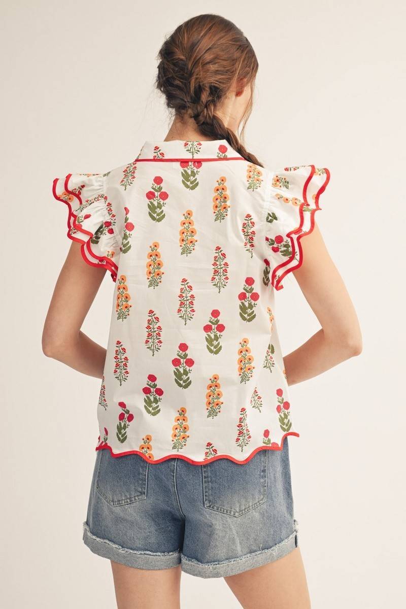 Juniper Scalloped Floral Top