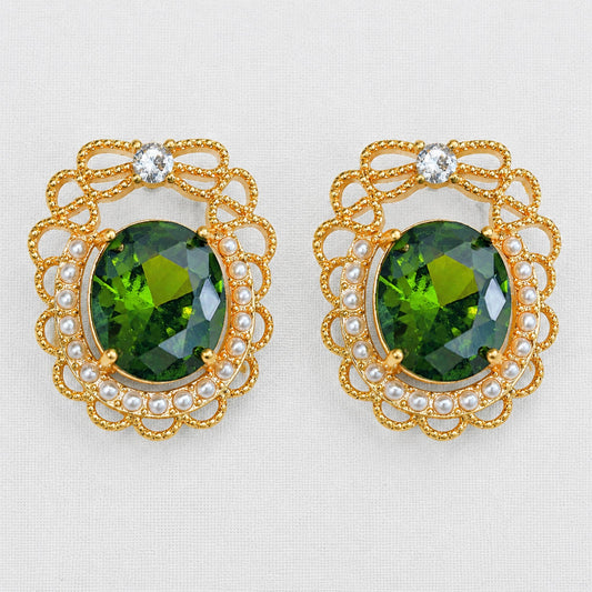 Green Zirconia and Gemstone Earrings