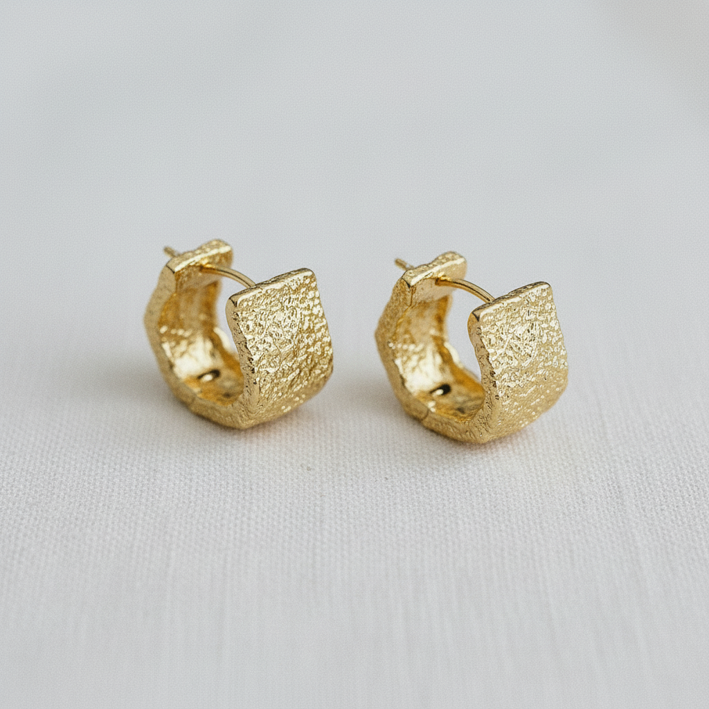 Vintage Hammered Texture C-Hoop Earrings
