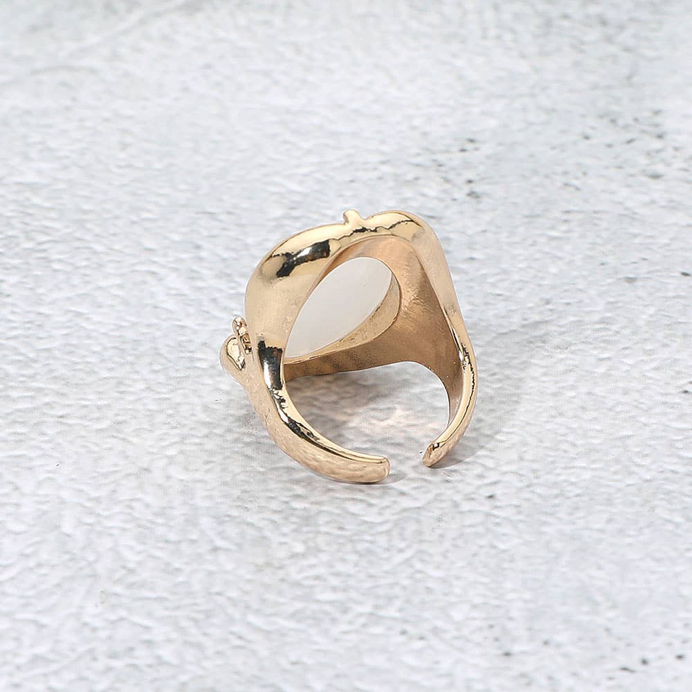 Oval Stone Accent Adjustable Statement Ring