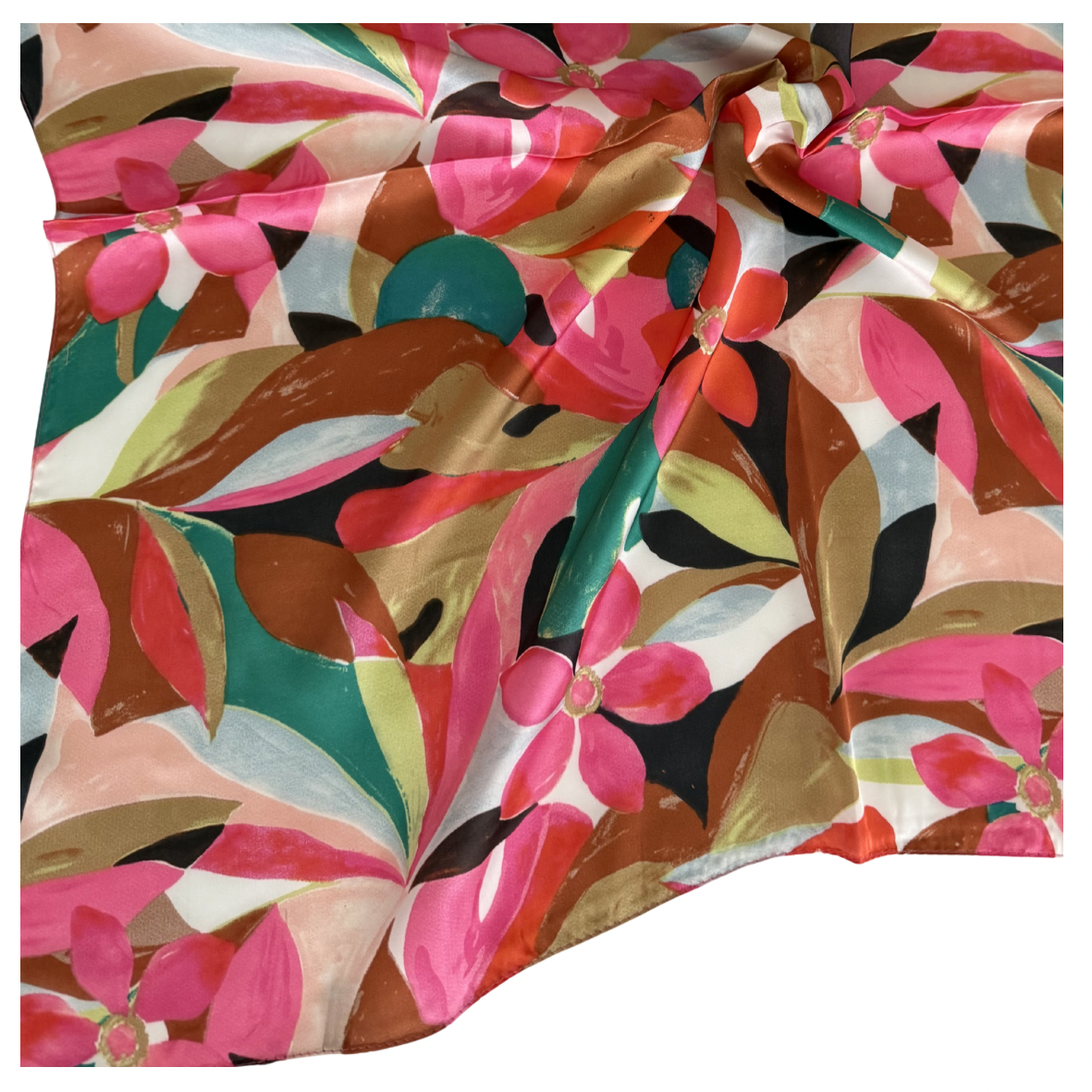 Vintage Flower Print Square Scarf