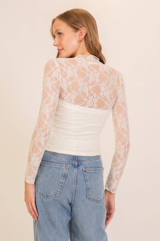Lace Up High Neck Top
