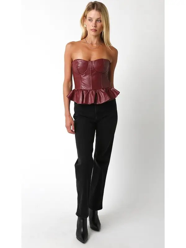 Celine Faux Leather Peplum