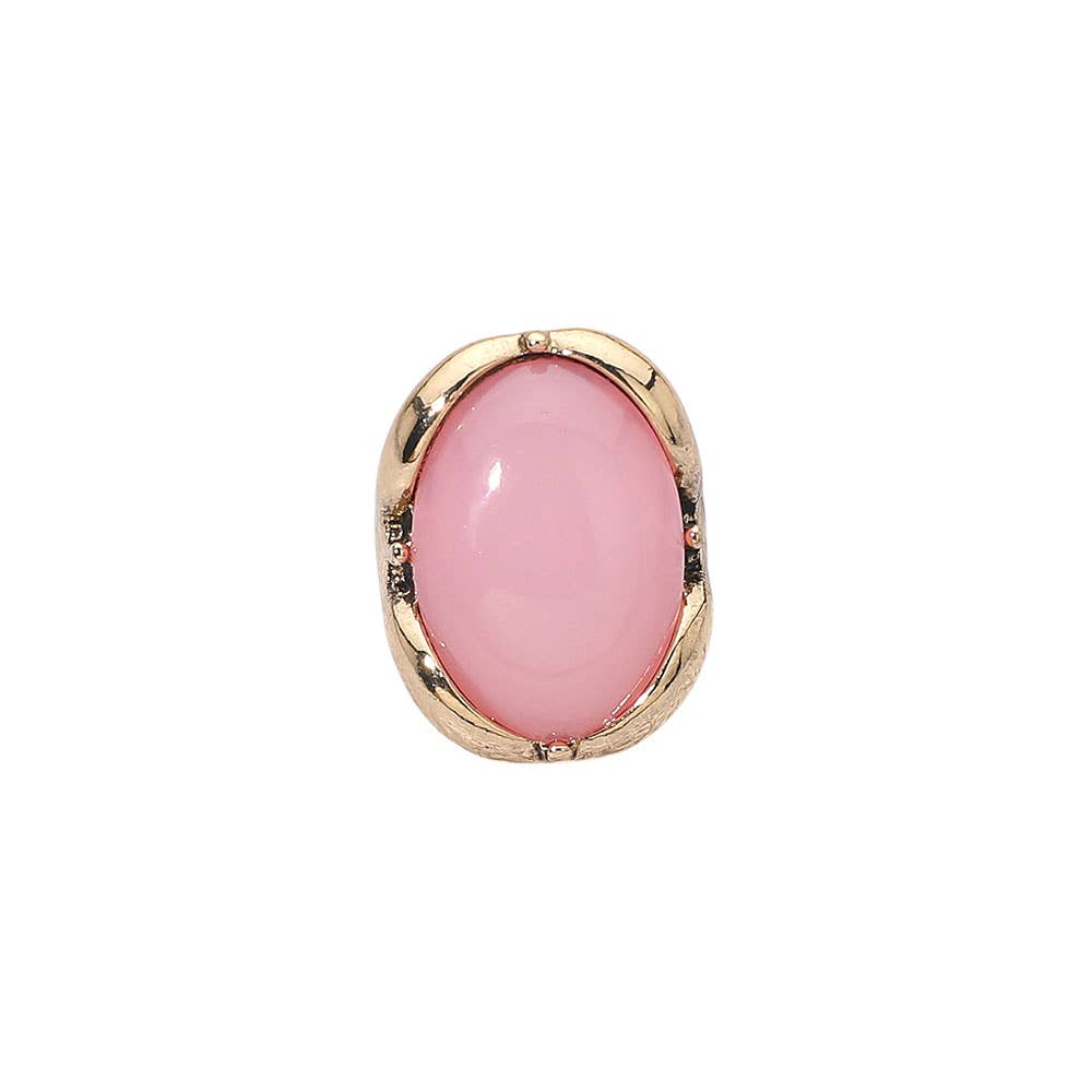 Oval Stone Accent Adjustable Statement Ring