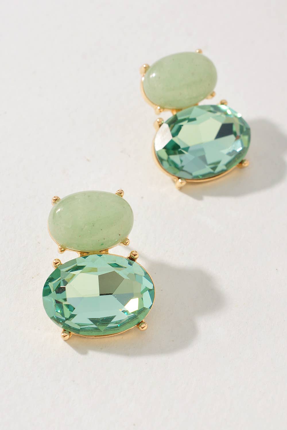 Two-Tone Gemstone Drop Earrings