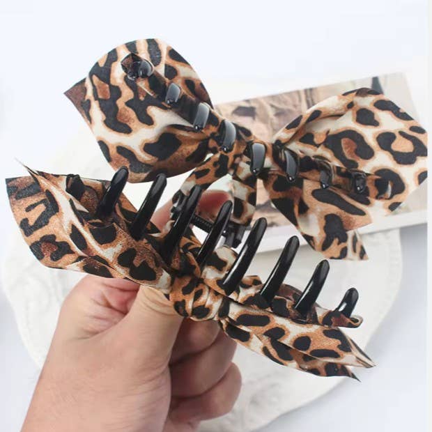 Leopard Bow Claw Clip