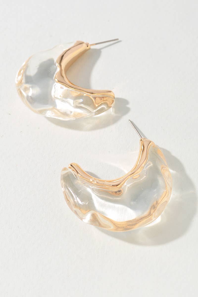 Abstract Clear Resin Hoop Earrings