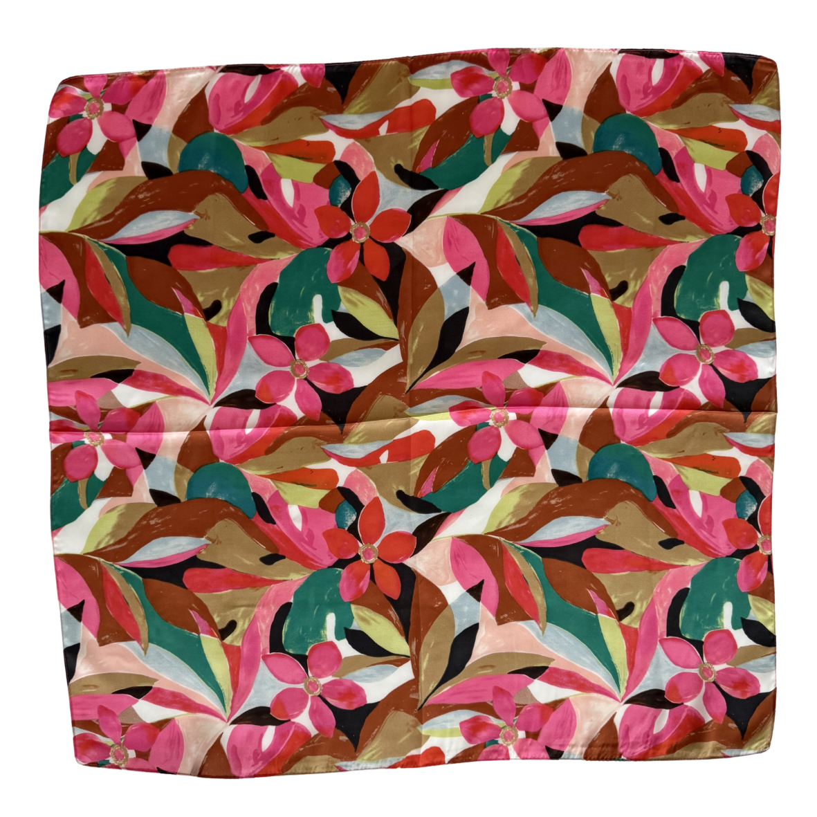 Vintage Flower Print Square Scarf