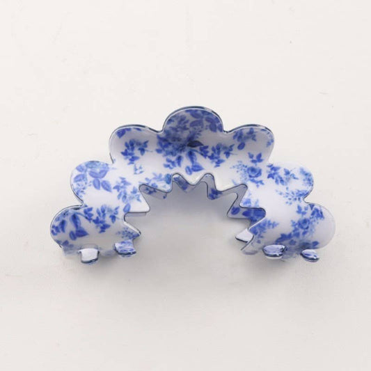 VINTAGE PORCELAIN STYLE HALF MOON HAIR CLAW CLIP