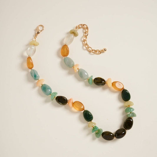 Natural Marbled Ombre Beaded Necklace