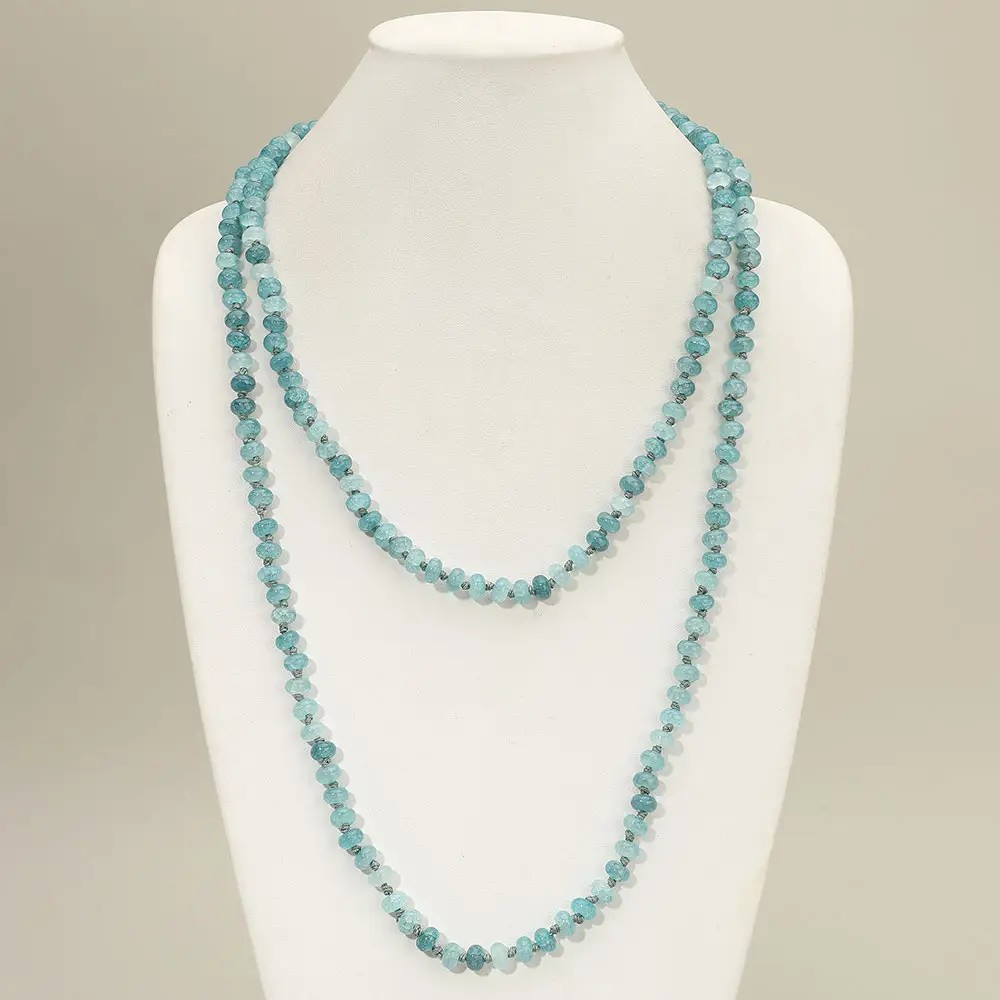 Marbled Bead Long Necklace
