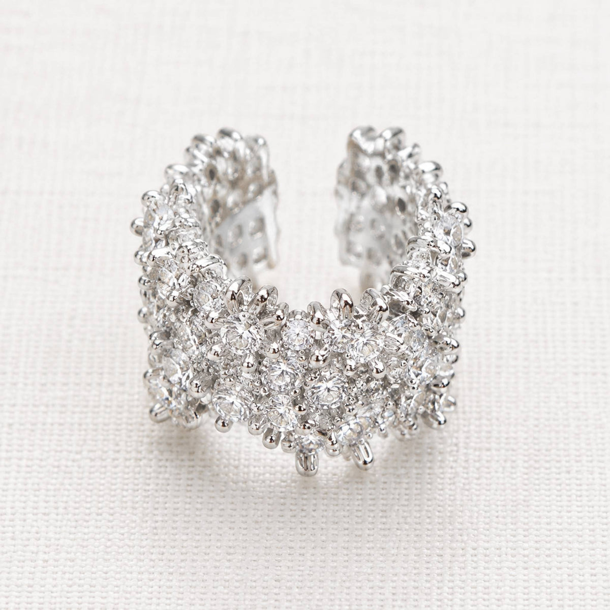 Silver Plated Zirconia Adjustable Rings