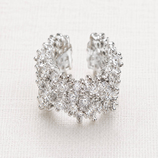 Silver Plated Zirconia Adjustable Rings