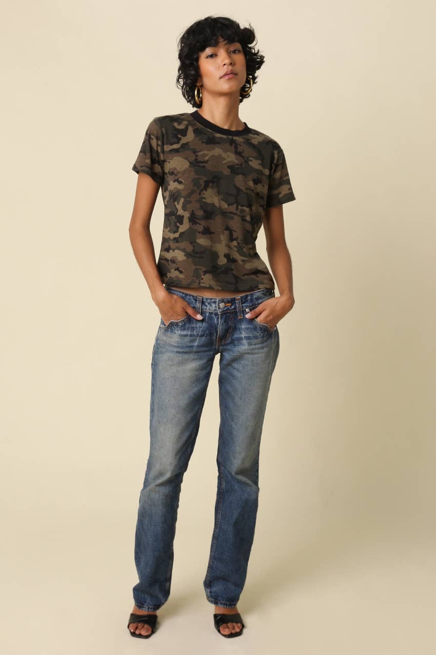 Lina Camo Print Crew Neck Tee