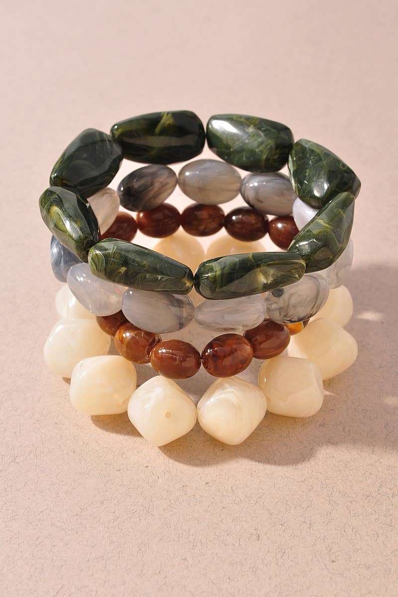 Marbled Resin Stretch Bracelet Set