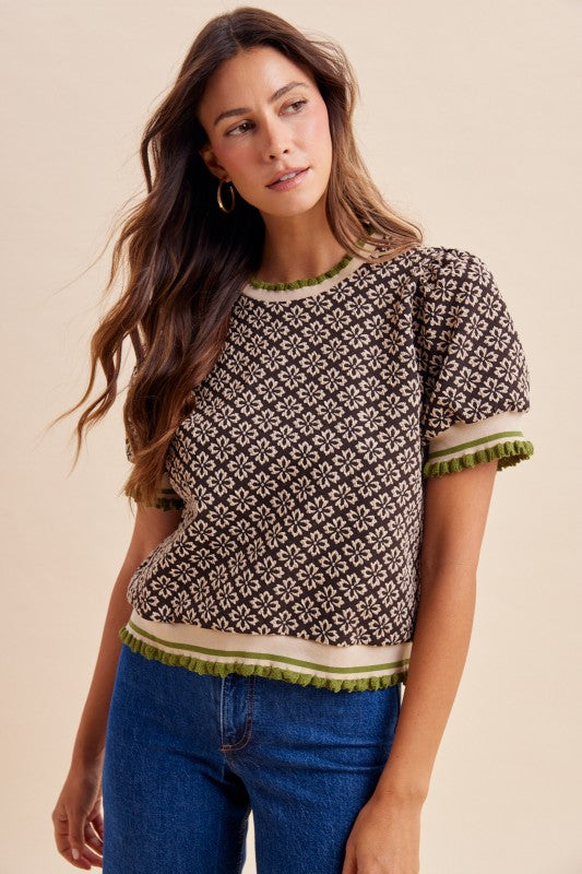 Macon Floral Jacquard Knit Top